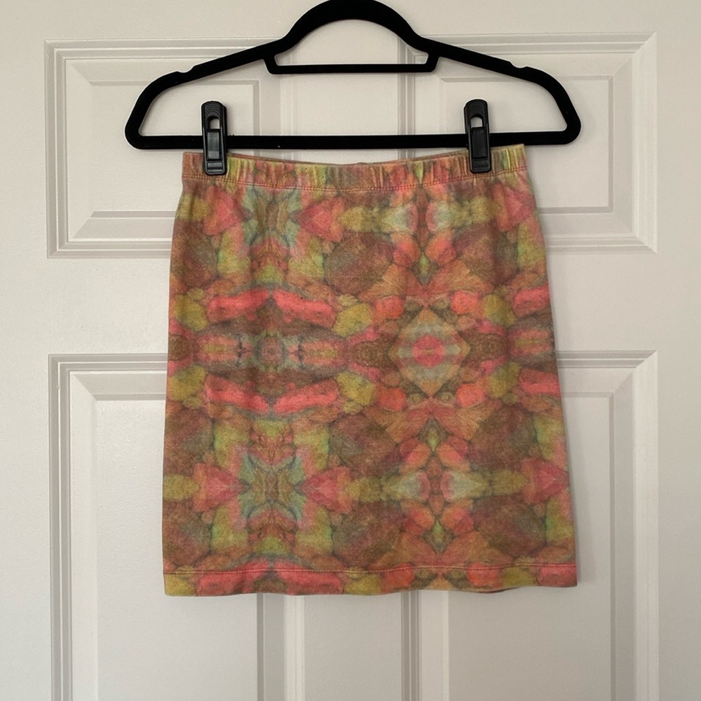 Study NY pink multi knit mini skirt, size Small